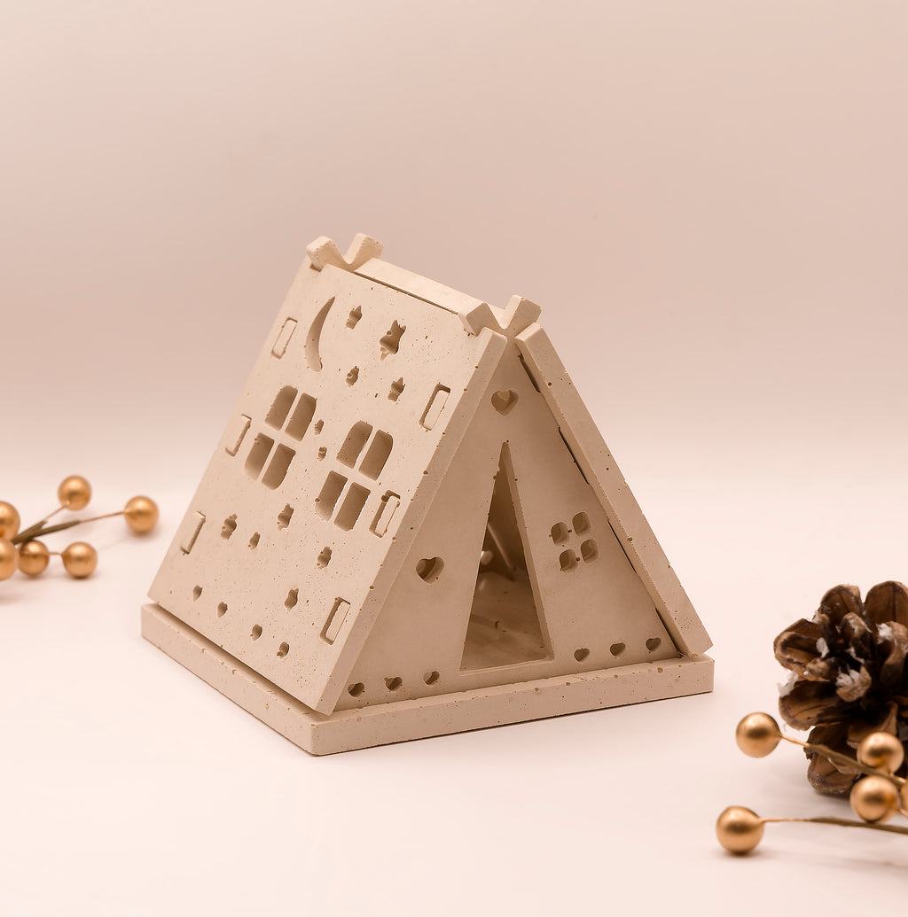 Photophore en jesmonite beige